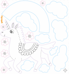 Unicorn, Wall Stickers for Coloring