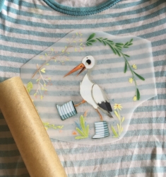 Stork, decal for fabric