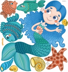 Mermaid Lucy, reusable fabric wall decals