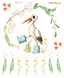 Stork, decal for fabric