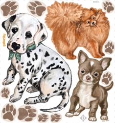 Dogs, reusable fabric wall decals