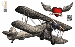 Biplane, decal for fabric