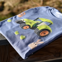 1. Traktor, obtisk na textil