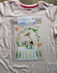 Stork, decal for fabric
