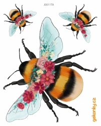 Bumblebee with Flowers, decal for fabric