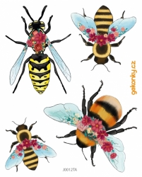 Květinové včeličky, obtisk na textil