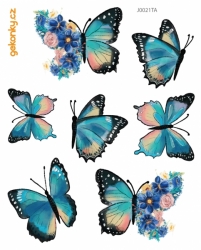 Flower Butterflies, decal for fabric