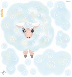 Agnes The Little Sheep, reusable fabric wall decals