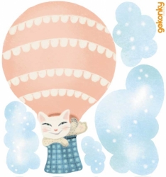 In A Balloon: Cat - mini, reusable fabric wall decals