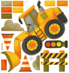 Construction Site - Dozer, reusable fabric wall decals