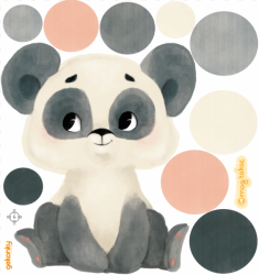 Panda Johanka, textilní samolepky na zeď