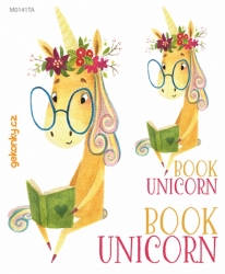 Book Unicorn, obtisk na textil