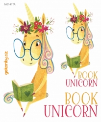 Book Unicorn, decal for fabric