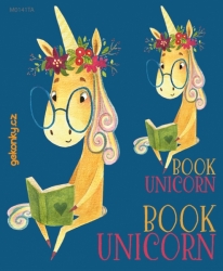 Book Unicorn, decal for fabric