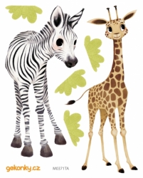 Zebra a žirafa, obtisk na textil