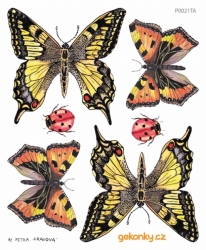 Motýli, obtisk na textil