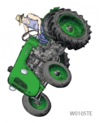 green tractor, decal on fabric