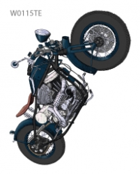 dark blue motorcycle, decal on fabric
