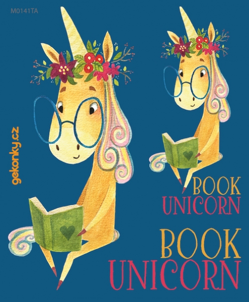 Book Unicorn, obtisk na textil